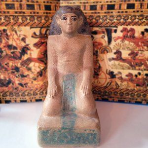 Egyptian Man Kneeling and Praying Statue Figurine